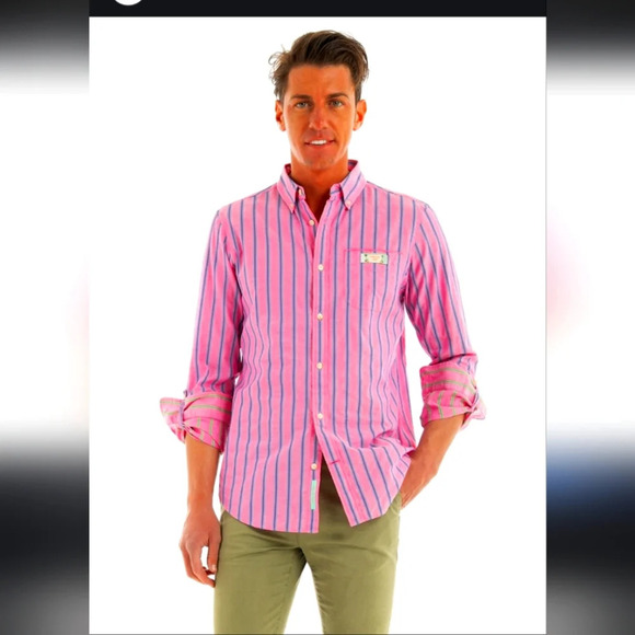 Scotch & Soda RegularFit Striped Shirt WithSleeve Adjustment Size Large - Picture 1 of 15